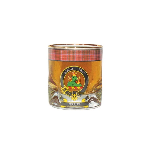 Whiskey Glass with Clan Crest and Tartan