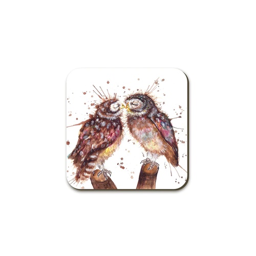 Splatter owl coaster