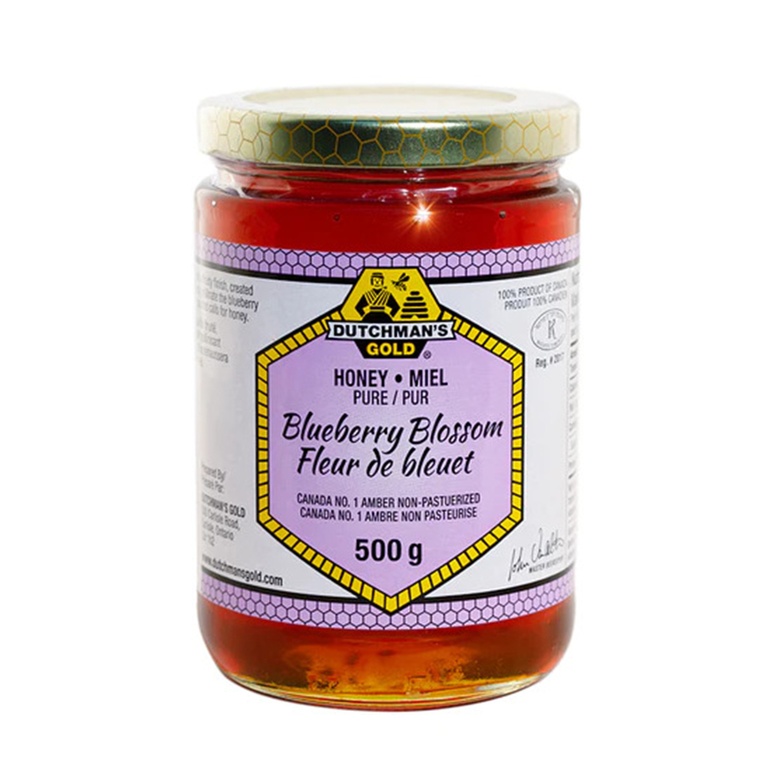 Blueberry Honey 500g Glass Jar Dutchman's Gold