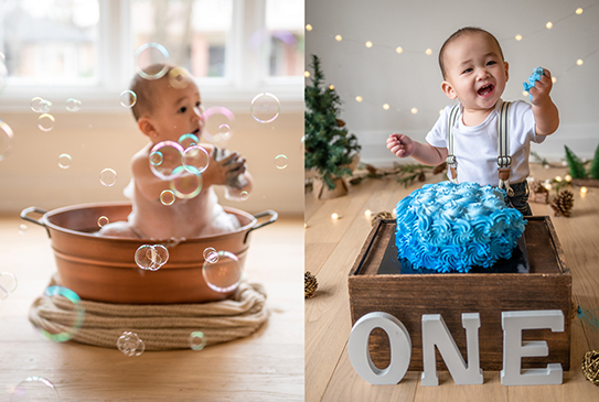 Birthday Photography of an infant captured by Flores Photography in Toronto