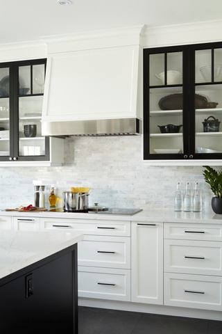 Luxury White Kitchen Renovation with beautiful cabinet and chimney by Concept Build Group