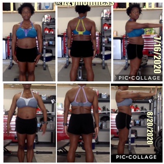 Transformation achieved through fitness training from IzzyMo Fitness and Nutrition