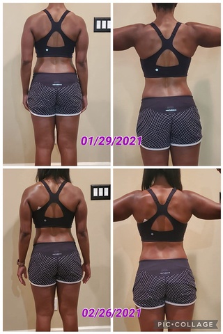 Transformed the Physiques of a female client with fitness training from IzzyMo Fitness and Nutrition
