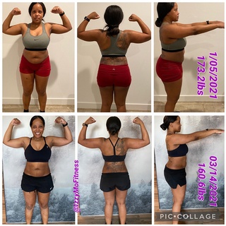 Weight Loss Body Transformation of the client with fitness training from IzzyMo Fitness and Nutrition