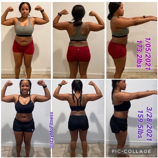 Weight Loss Transformation accomplished with help from IzzyMo Fitness and Nutrition's Training