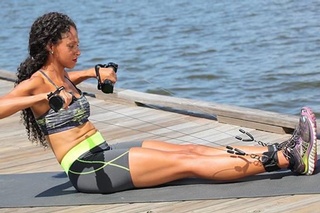 Isaure Moorehead's core strength and fitness prowess captured in a professional training shot