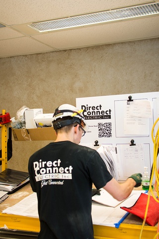 Direct Connect Electric Inc. Electrician Working on commercial electrical projects