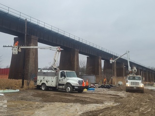 Electrical Restoration and Repair Services of a bridge by Aerial Work Utilities in Canada, USA