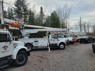 Power trucks used for Electrical Restoration Services by Aerial Work Utilities in Canada, USA