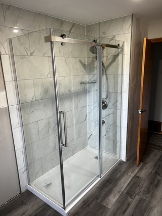 Luxury Bathroom renovated with Shower Glass Door Partition by Parkhurst General Contracting