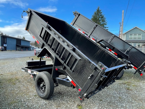 Mini Dumps Trailers with locking mechanism for sale at Pacific Rim Trailer Sales in British Columbia
