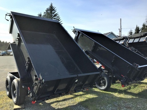 Heavy Duty Deluxe Dumps Trailers with Tube Upright Posts for sale at Pacific Rim Trailer Sales in British Columbia