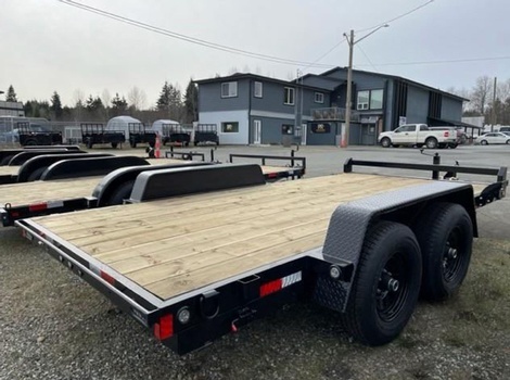 HD Flatbed Trailer with adjustable coupler for sale at Pacific Rim Trailer Sales in British Columbia