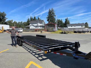 Pacific Rim Trailer Sales customer receiving delivery of their Heavy Duty Tilt Trailer