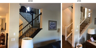 Restore the beauty of stair railings through Professional Wood Refinishing, enhancing your staircase