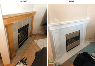 Residential Interior Wall Painting of Living Room Fireplace Area done by Element Painting Inc.