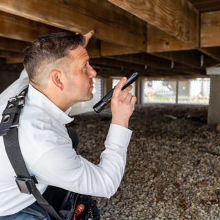Licensed inspector using advanced technology to detect hidden termite colonies during a thorough inspection