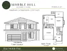 Explore Marble Hill's Luxury Living - custom home, front exterior, and main floor plan by Noura Homes