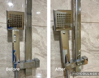 Before and After Deep Cleaning shower head by Cleaning 4 You