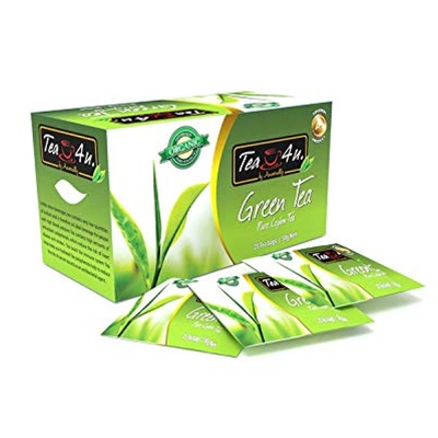 Tea4U, Organic Green Tea, Pure Ceylon Tea, 25 Tea Bags in individual foil envelopes