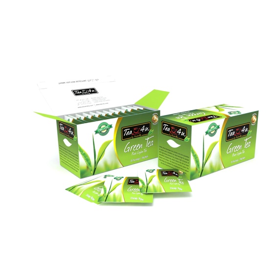 Tea4U Organic Green Tea, 25 teabags in foil envelopes