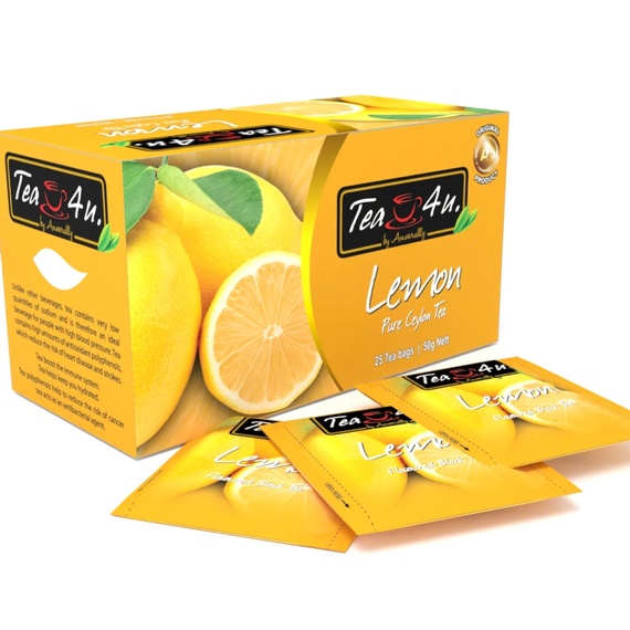 Tea4U Lemon Black Tea Bags - Original Ceylon Tea 25 Tea Bags