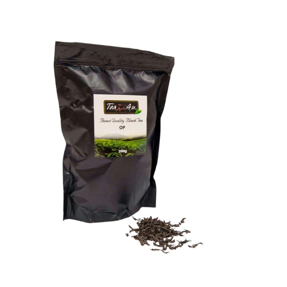 Tea4U OP Premium Loose Ceylon Black Tea, 7oz in a  resealable foil packet.