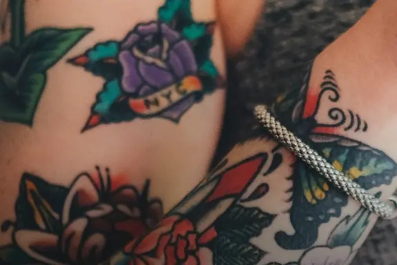 Custom linework tattoo in progress.