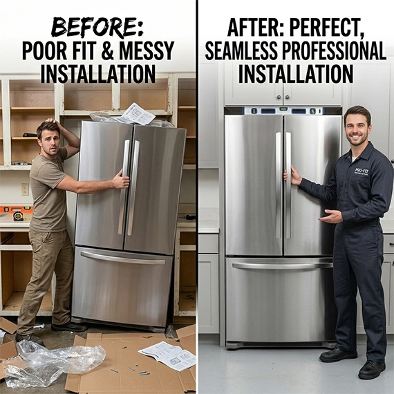 Built-in refrigerator cabinet alignment Ontario