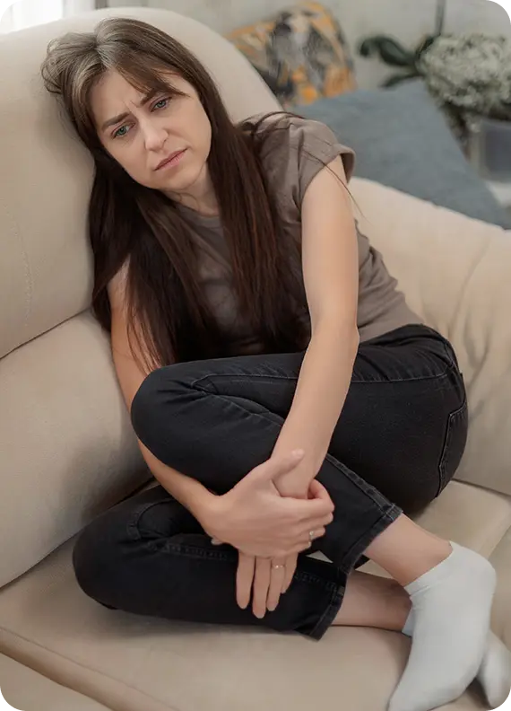 Client practicing mindfulness during virtual therapy for PTSD