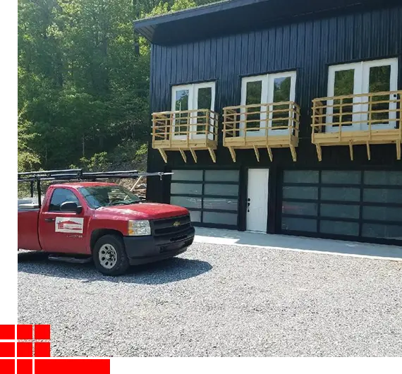 Technician performing garage door repair in Vine Grove.