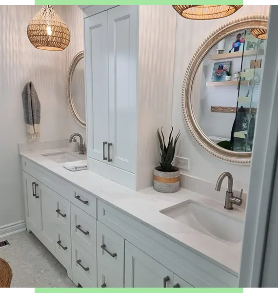 Bathroom storage upgrade during cabinet refacing in Milton