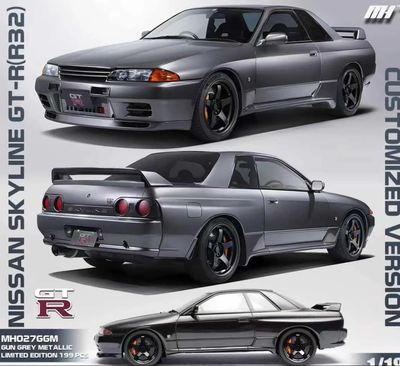 MOTORHELIX 1:18 NISSAN SKYLINE GTR R32 CUSTOMIZED VERSION - GUN GREY METALLIC LTD 199 PCS