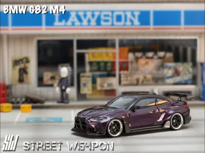 Street Weapon 1/64 M4 2nd gen G82, Adro Body Kit wide-body Midnight Purple Carbon Top-300 pcs only