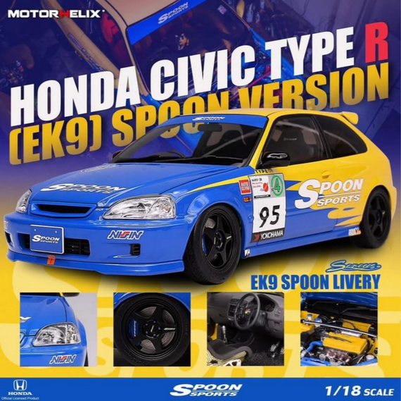 MOTORHELIX 1/18 Honda Civic Type R(EK9) SPOON SPORTS Version