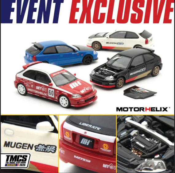 MOTORHELIX 1/64 HONDA CIVIC TYPE R EK9 TMCS SET | THE MODEL CAR SHOW 2025 TMCS (MALAYSIA CAR SHOW)