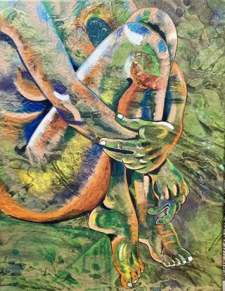 Partial nude woman in close-up.webp