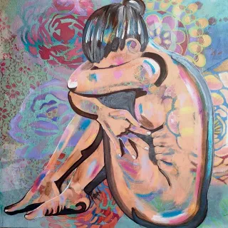Reflections Acrylic and mixed media on pre-printed canvas..webp