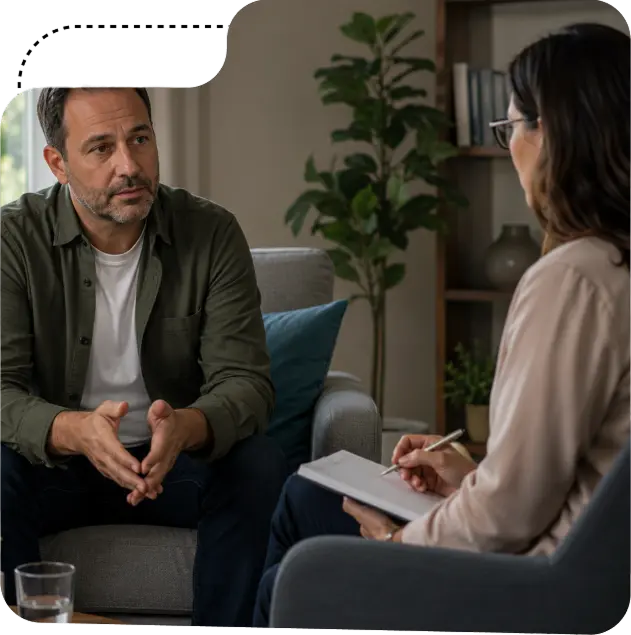 Therapist providing in-person depression counseling