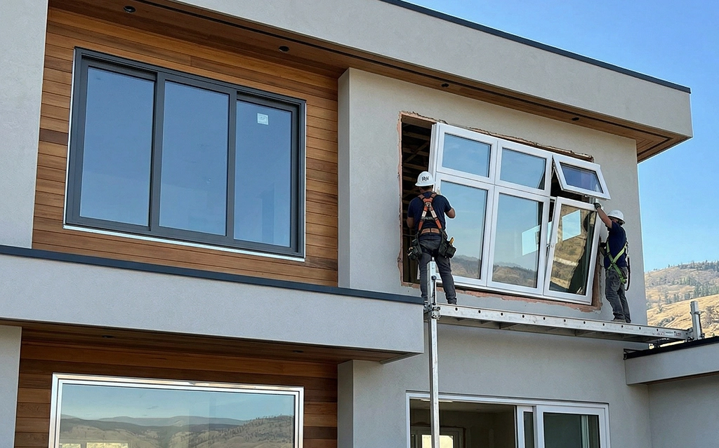 window replacement services Houston vinyl tilt-and-turn window detail