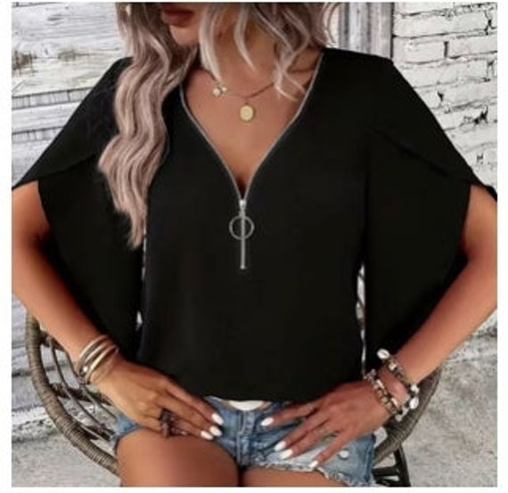 Solid Zipper Top