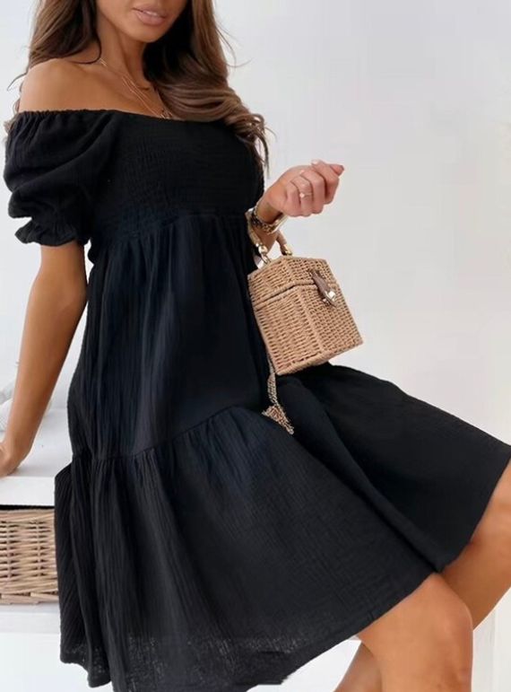 Elegant Off Shoulder Black Dress