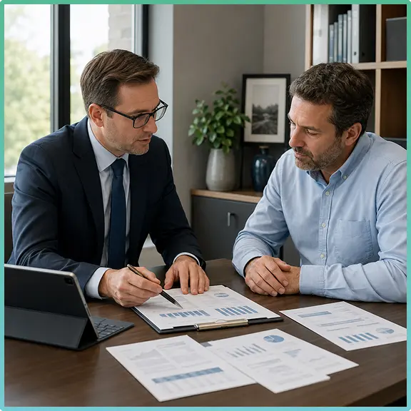 Charlotte business owner meeting with an advisor