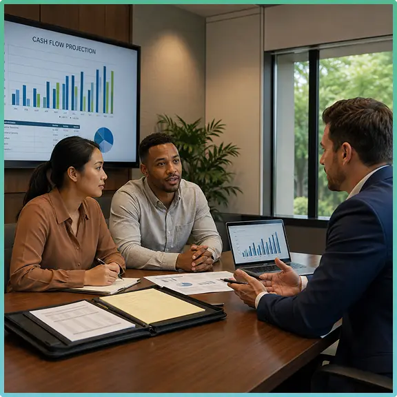 Mount Laurel Township business owner meeting with an advisor