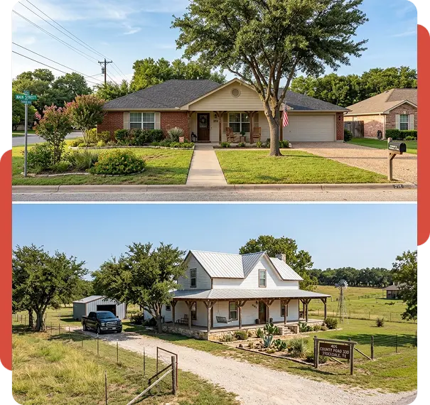 rural property in Stockdale TX with large land