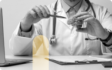 Forensic neurologist reviewing evidence for court presentation