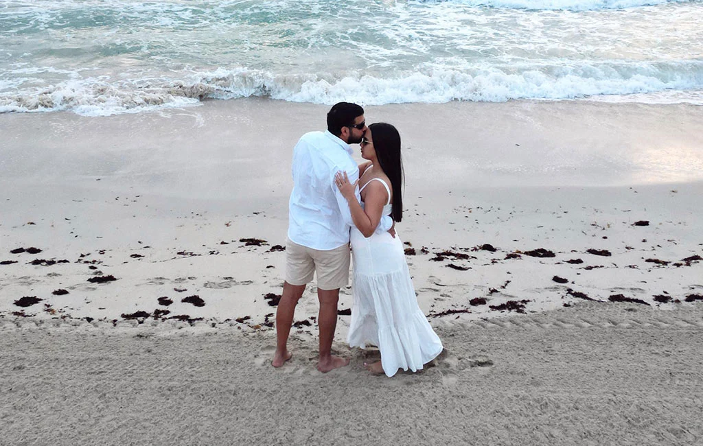Engagement photographer in Tallahassee capturing sunset couple portrait