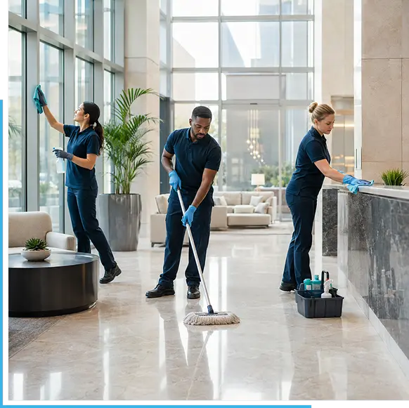 Commercial cleaning team maintaining an Oakville property