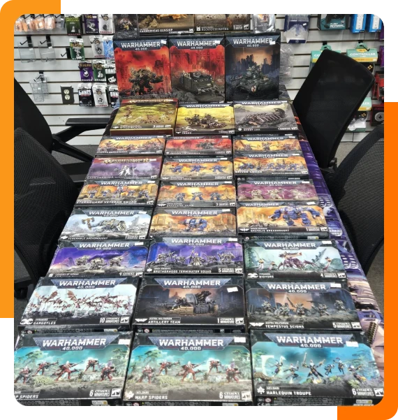 Warhammer 40K miniatures and supplies in local game store