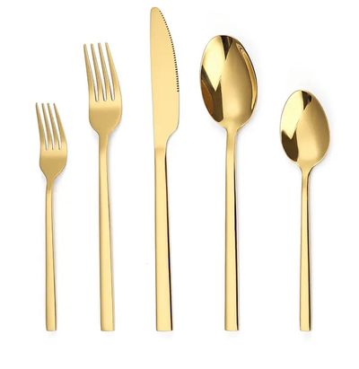 Rectangle Handle Mirror Polish Gold Cutlery